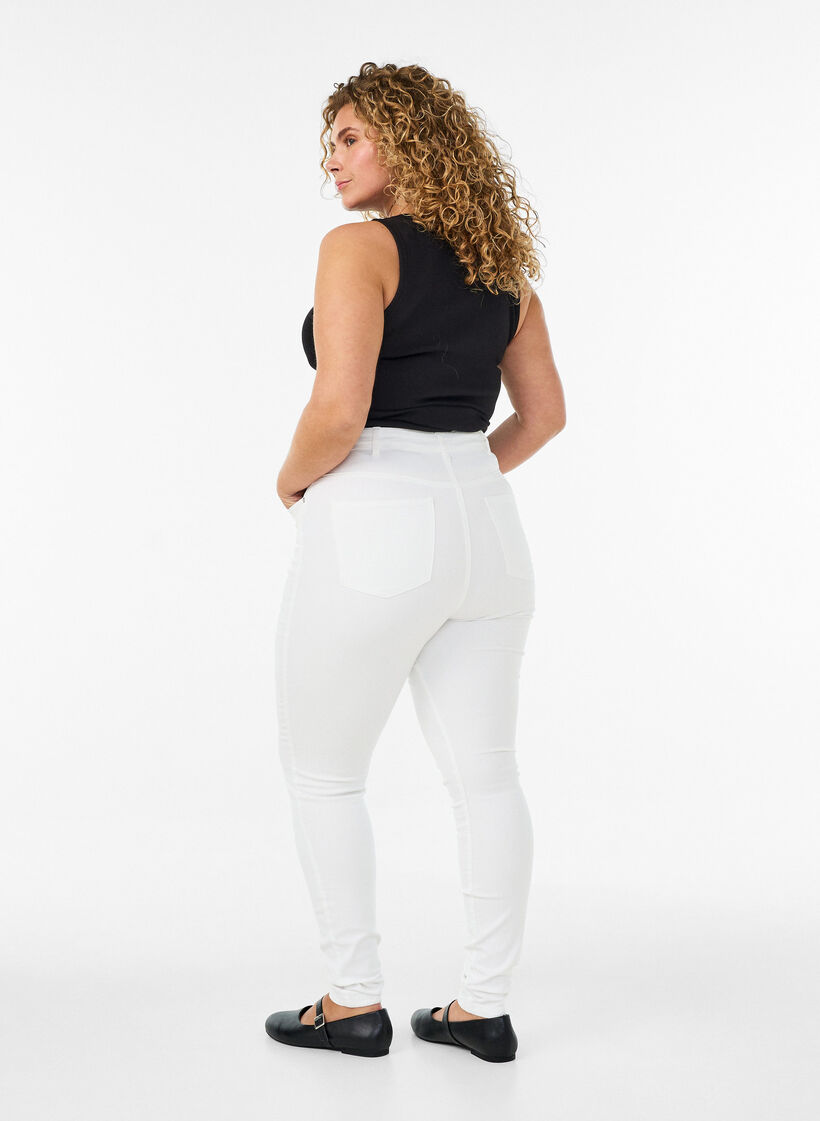 Amy super slim fit jeans met hoge taille, Wit, Model image number 1