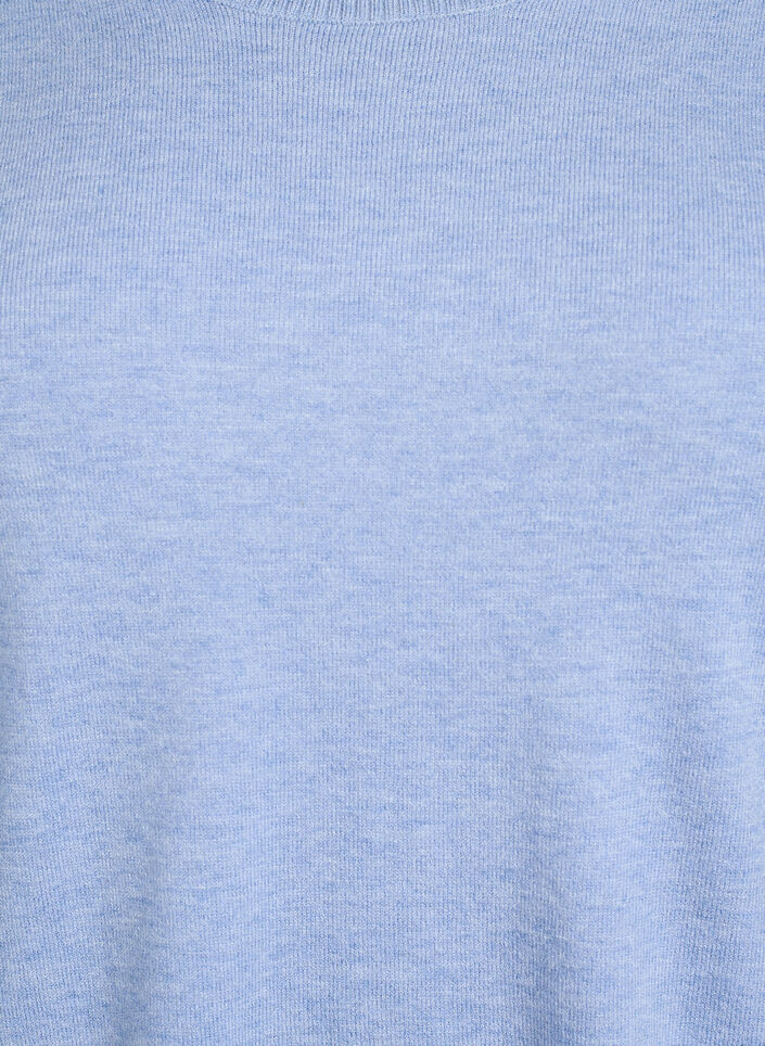 Gebreide blouse met ronde hals, Blauw, Packshot image number 2