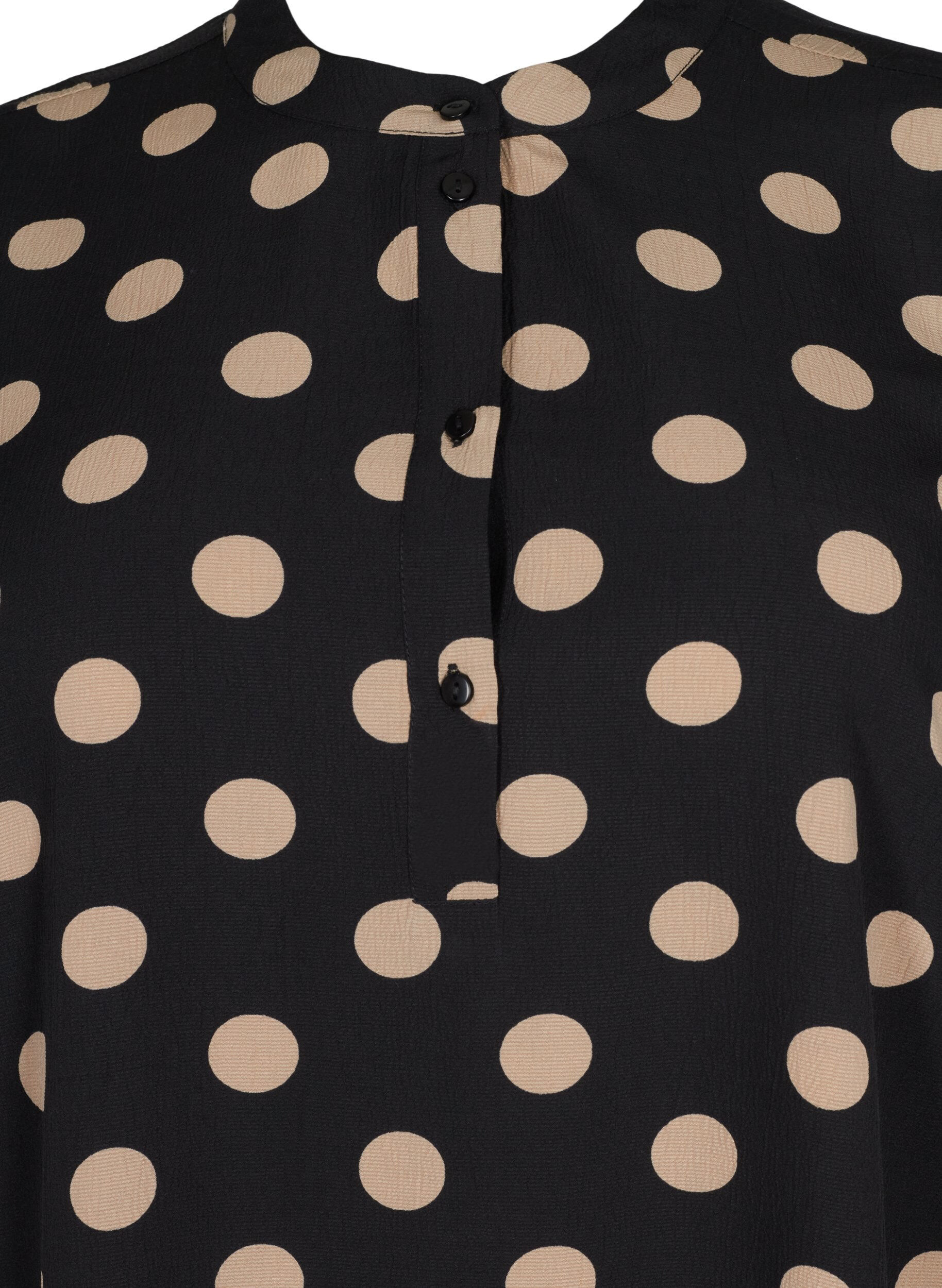 Zizzi FLASH - Bloemen tuniek met korte mouwen, Black Brown Dot, Packshot image number 2
