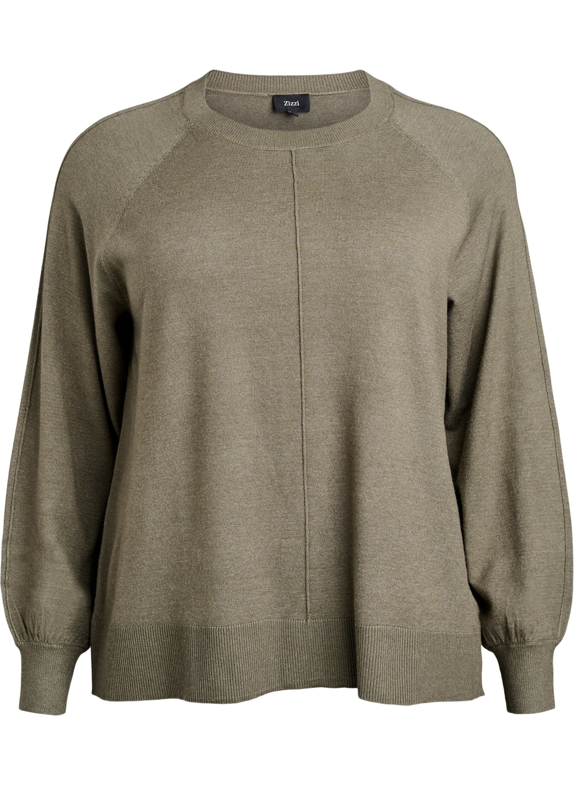 Zizzi Breisel blouse met middennaad en raglan mouwen, Groen, Packshot image number 0