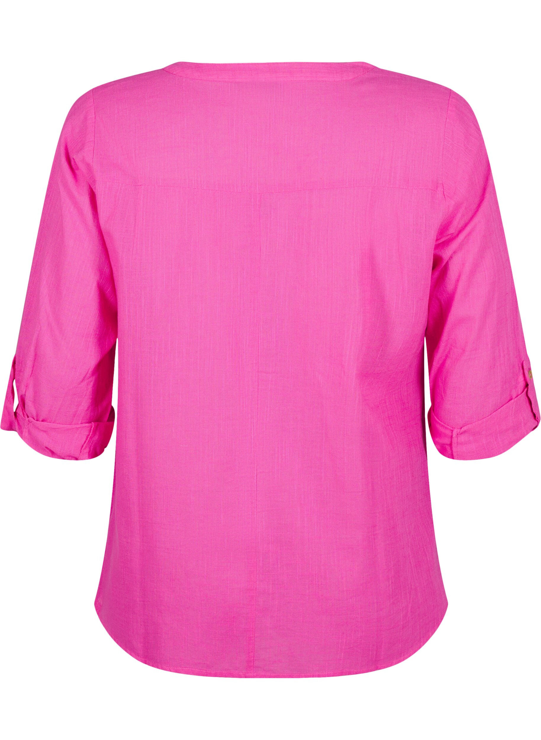 ZizziKatoenen blouse met een V-hals, Roze, Packshot image number 1