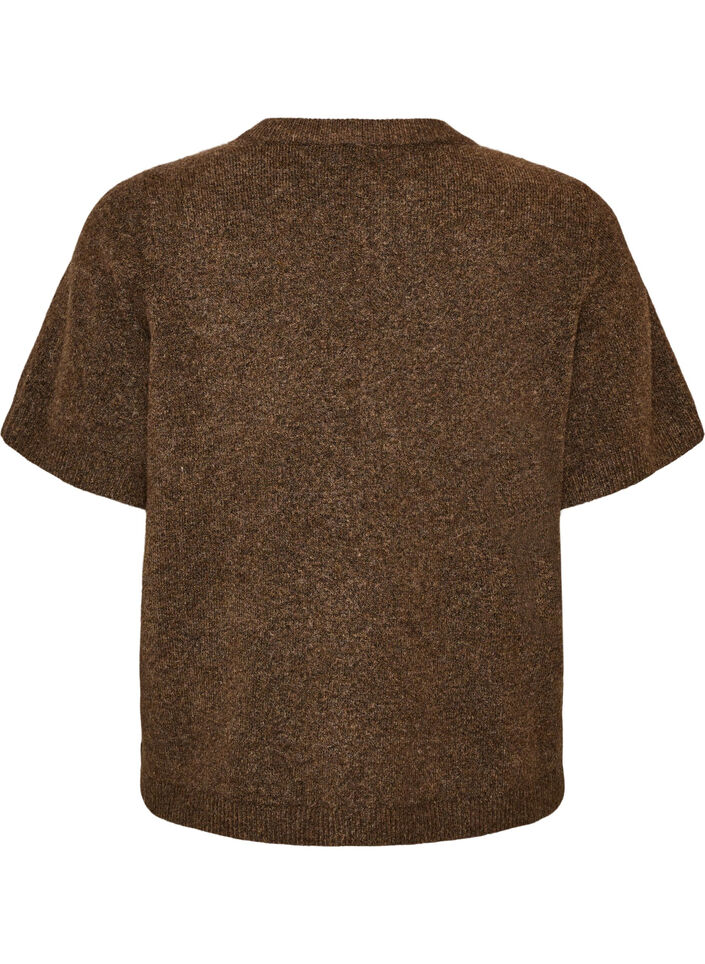 Gebreid vest met korte mouwen, Bruin, Packshot image number 1