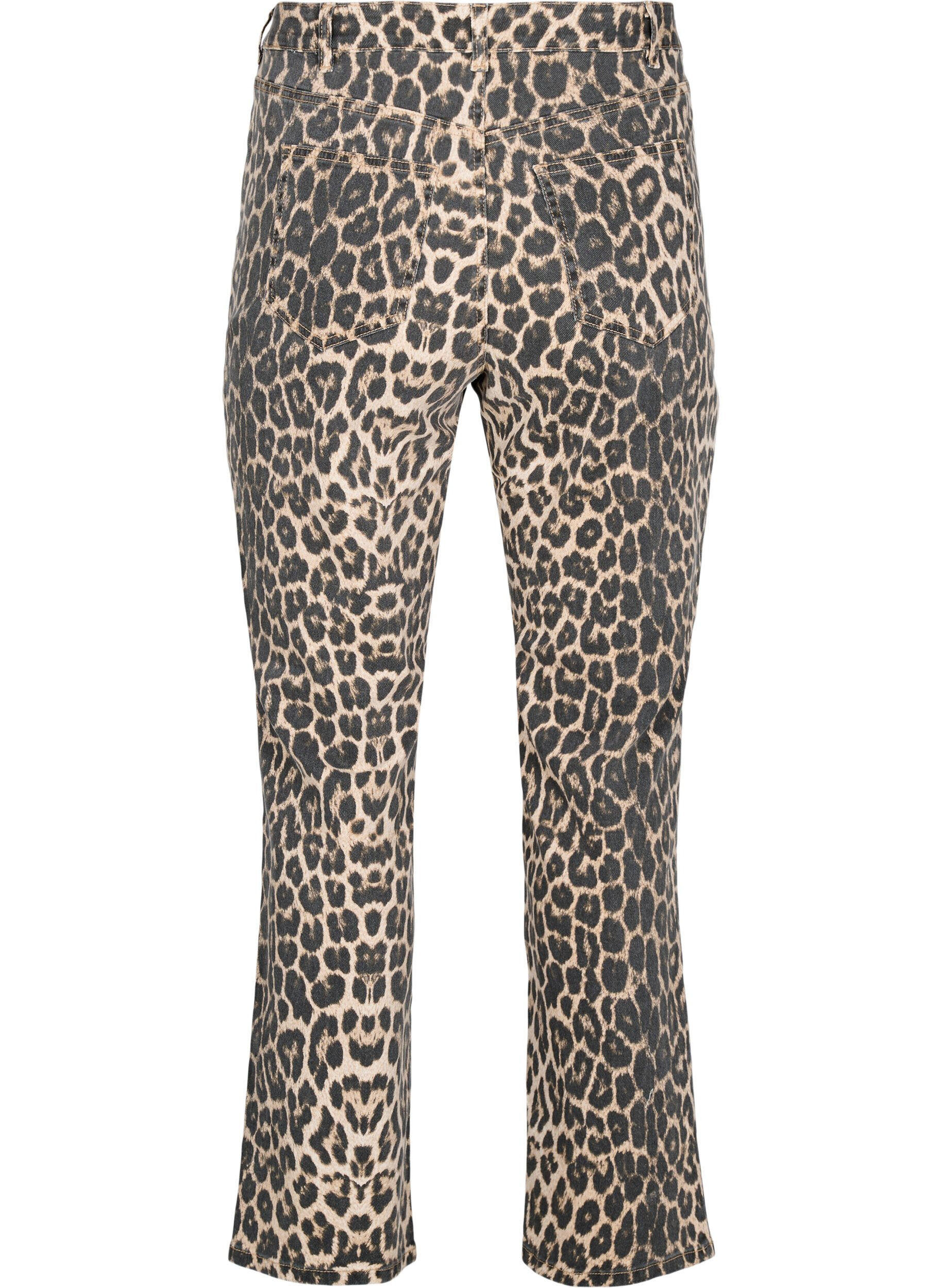 Zizzi Straight-fit jeans met zebraprint, Bruin, Packshot image number 1
