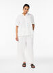 Wijde linnen en viscose broek, Wit, Model image number 0