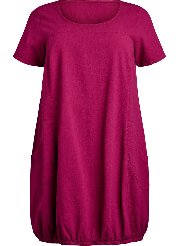 Katoenen jurk met korte mouwen, Rood, Packshot image number 0
