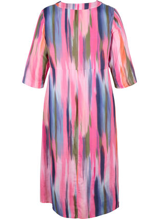 Midi-jurk met print en 3/4 mouwen, Pink AOP, Packshot image number 1