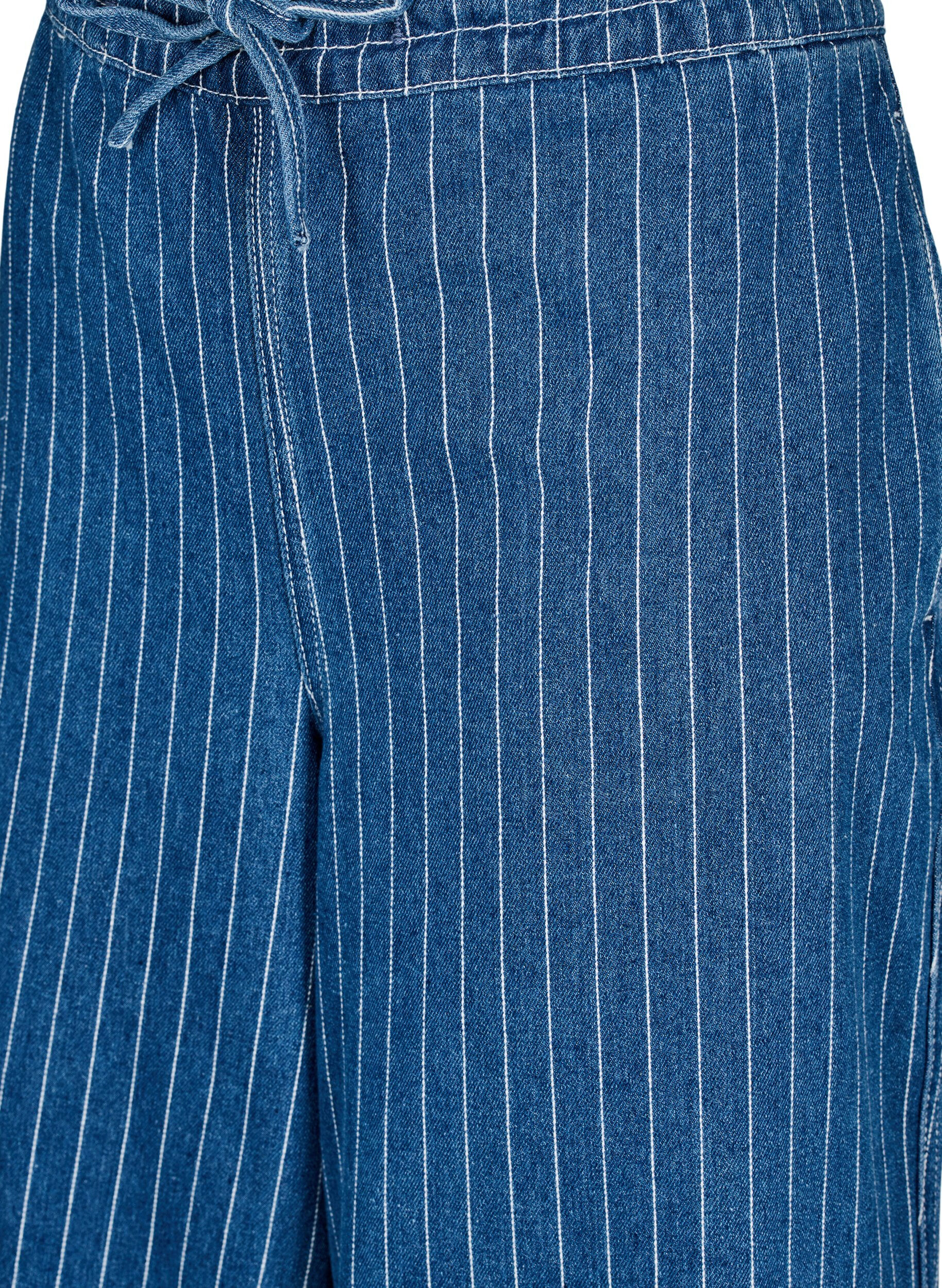 ZizziDenim jeans met wijde pijpen en strepen, Blauw, Packshot image number 2