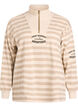 Gestreept sweatshirt met hoge col en ritssluiting, Beige, Packshot image number 0