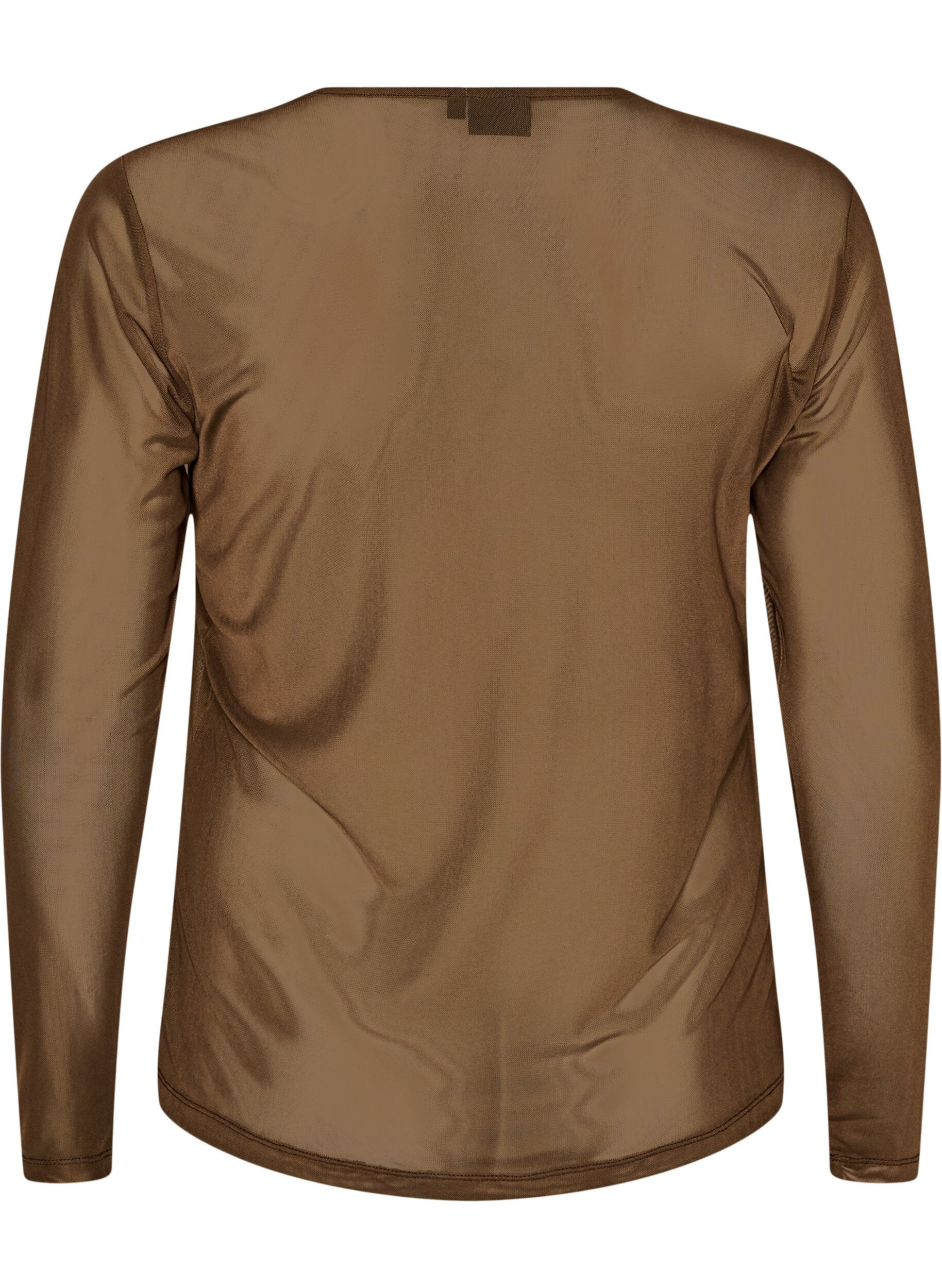 ZizziMesh blouse met lange mouwen, Bruin, Packshot image number 1