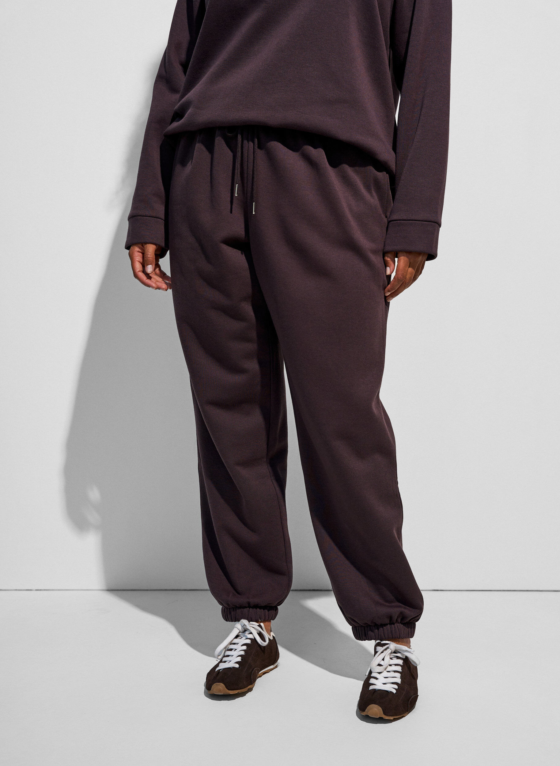 ZizziSweatpants met hoge taille en trekkoord, Bruin, Model image number 3