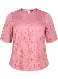 Kanten blouse met korte mouwen, Dusty Rose