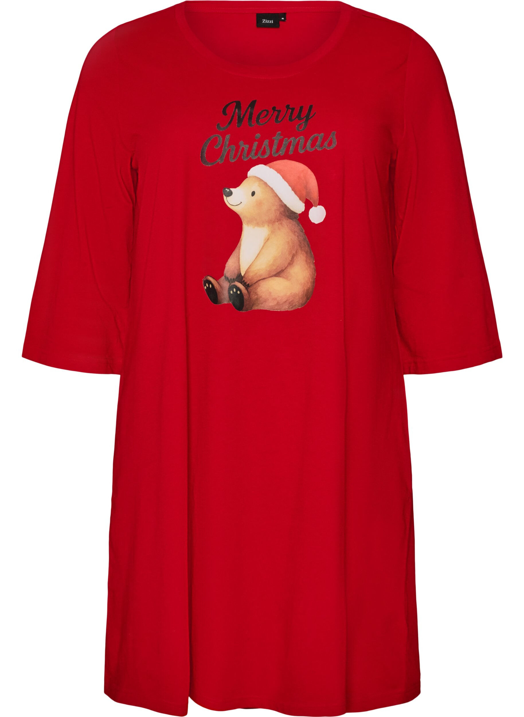 ZizziNachthemd in biologisch katoen met kerstmotief, Rood, Packshot image number 0