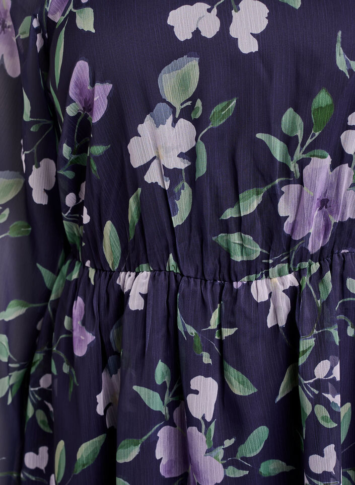 Chiffon feestjurk met lange mouwen, Blauw, Packshot image number 2