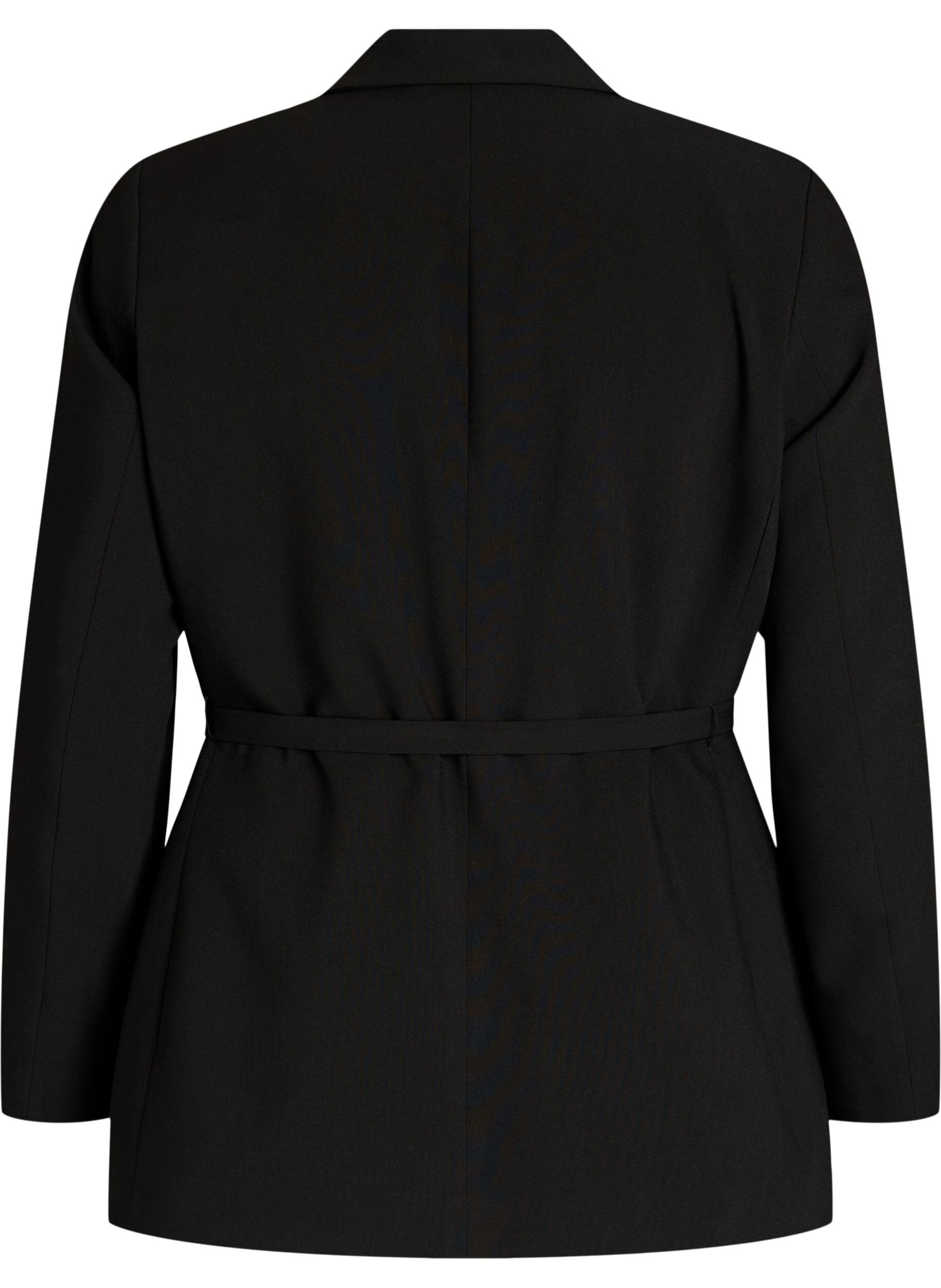 ZizziBlazer met afneembare strikceintuur, Zwart, Packshot image number 1