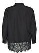 Losse blouse met een brede kanten rand, Zwart, Packshot image number 1