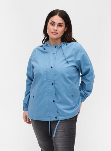 Parka jas met capuchon en steekzakken, Blue Shadow, Model image number 0