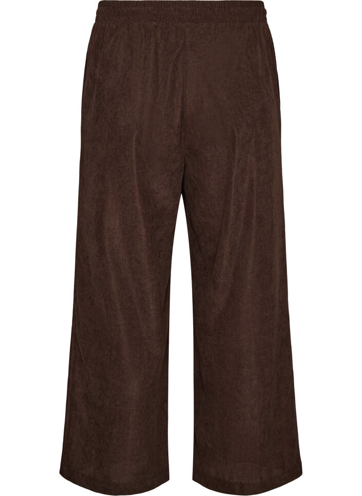 Corduroy broek met wijde pijpen en een hoge taille, Bruin, Packshot image number 1