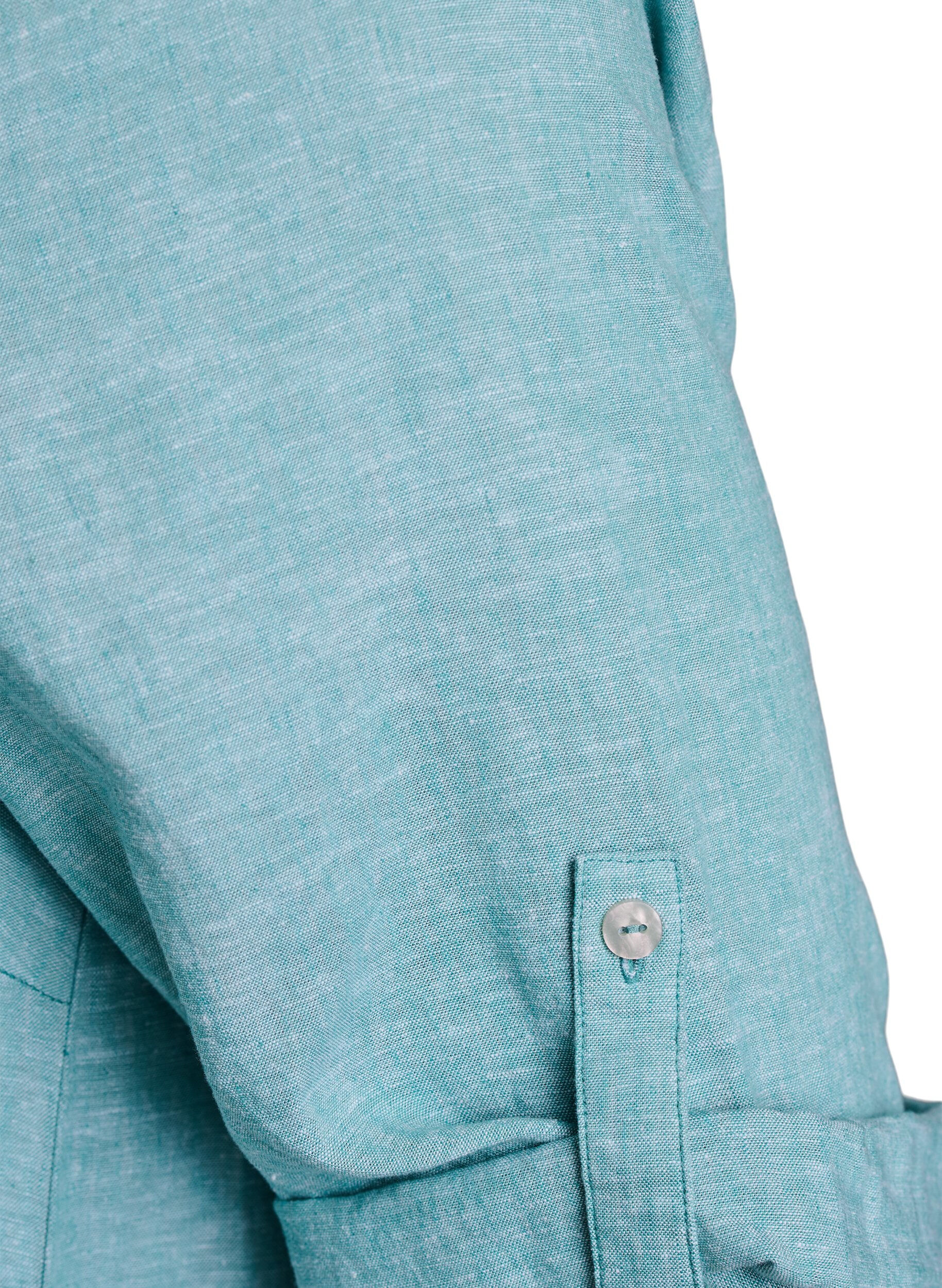 Zizzi Tuniek van linnen en viscose met A-vorm, Groen, Packshot image number 3