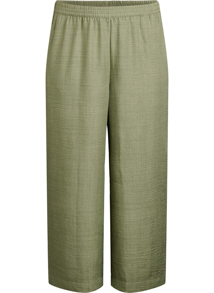 Losse broek met elastische tailleband en zakken, Groen, Packshot image number 0