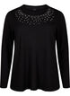 Blouse met parelversiering, Black, Packshot image number 0