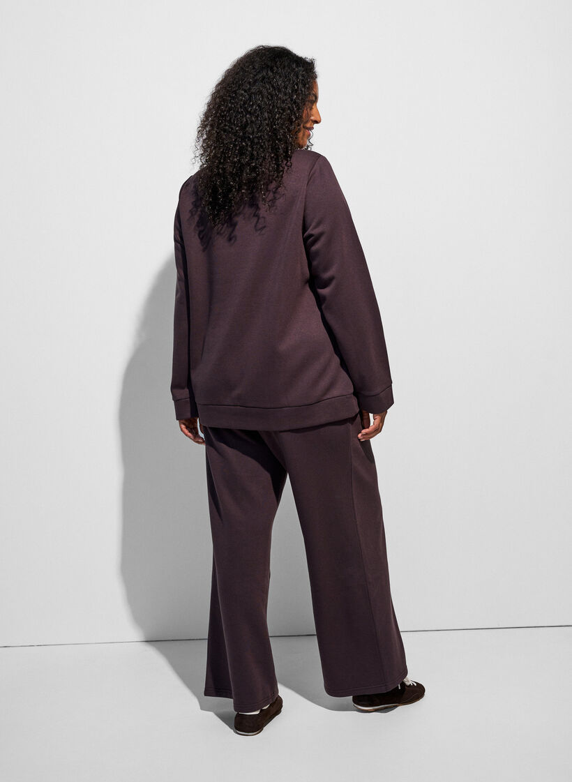 Sweatshirt met hoge kraag en ritssluiting, Bruin, Model image number 2