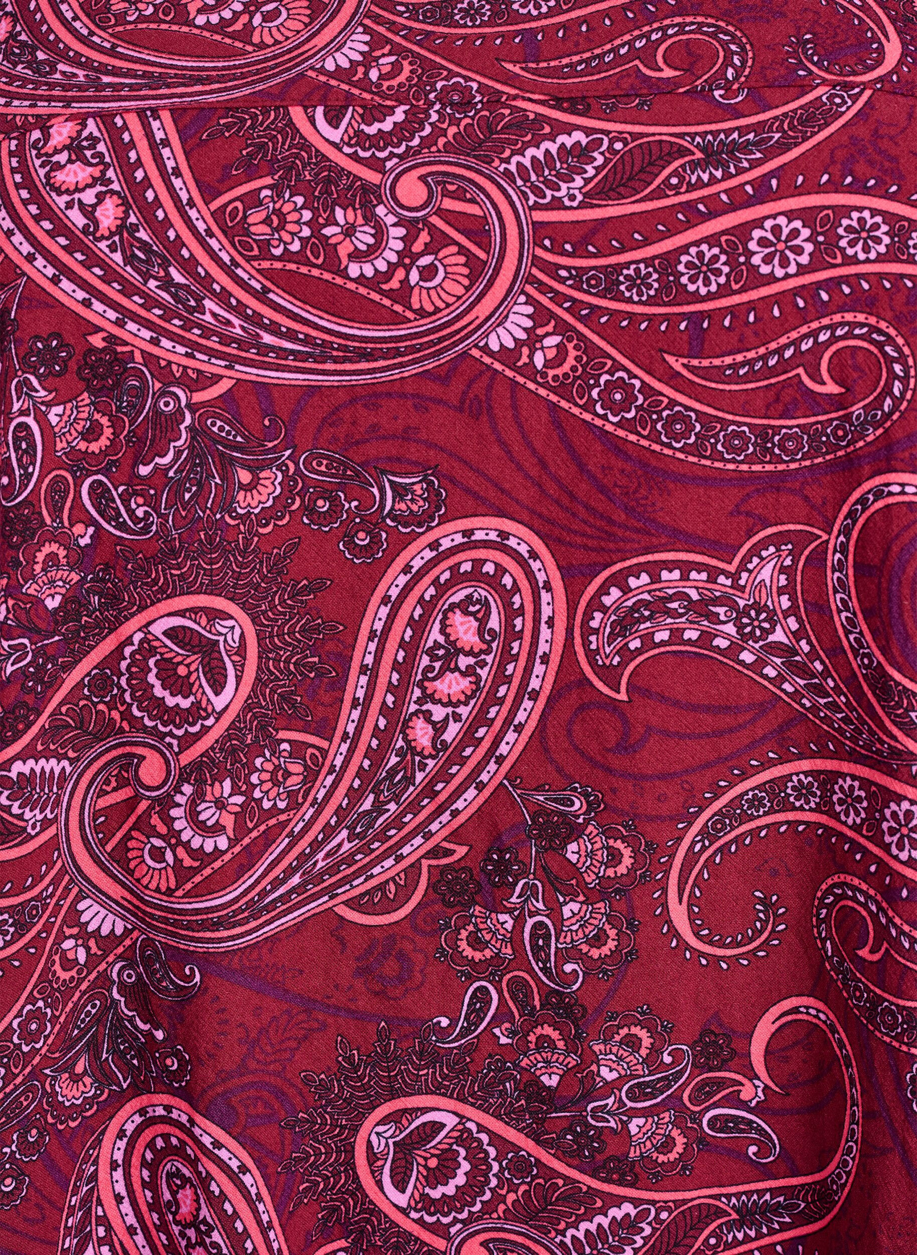ZizziKatoenen jurk met korte mouwen en print, Rood, Packshot image number 2