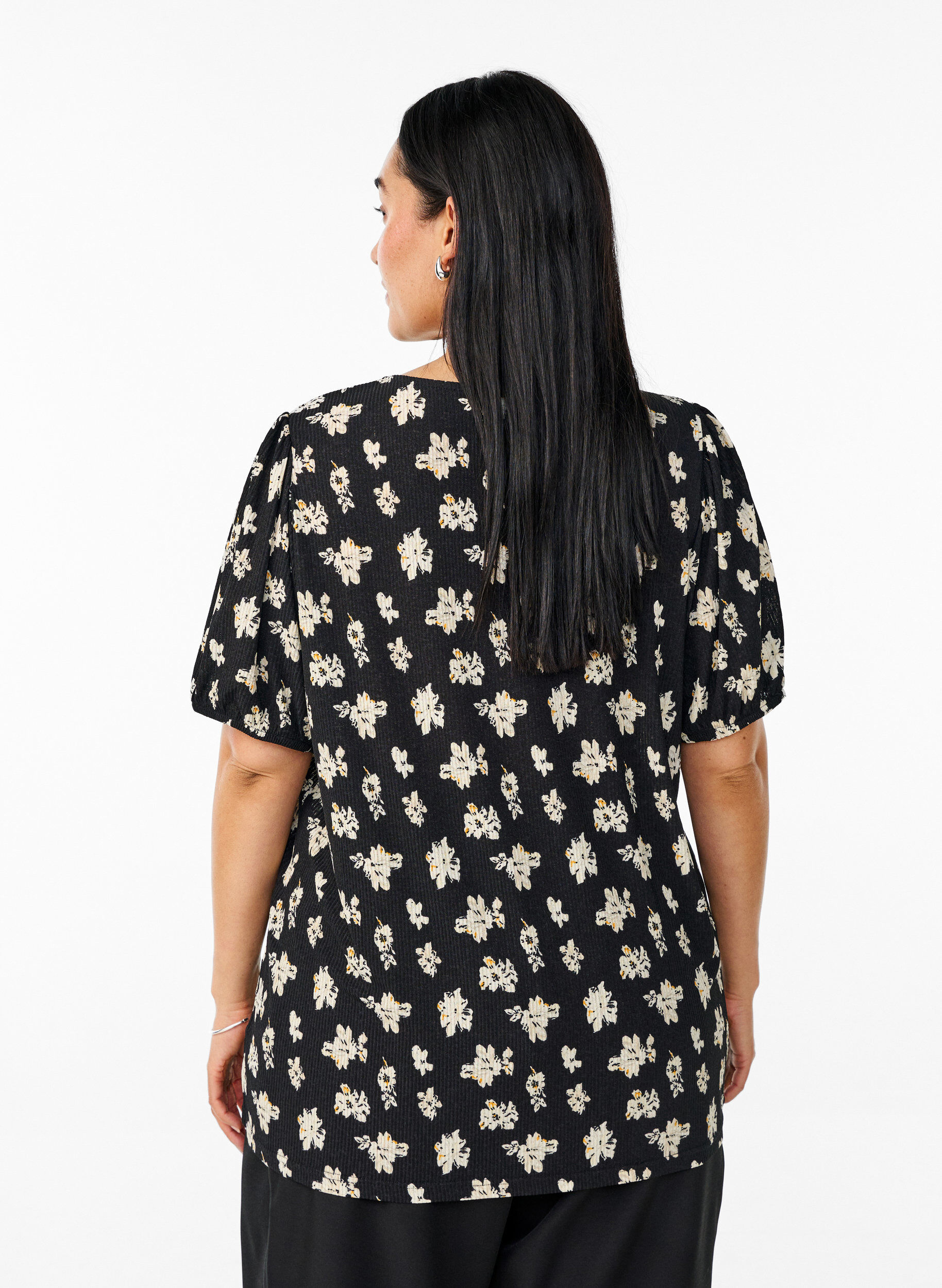 Zizzi Blouse met korte mouwen, Zwart, Model image number 2