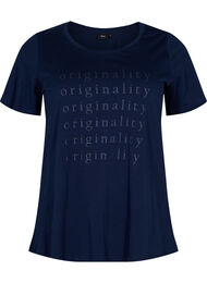 Katoenen t-shirt met tweekleurig bedrukt logo, Navy Blazer