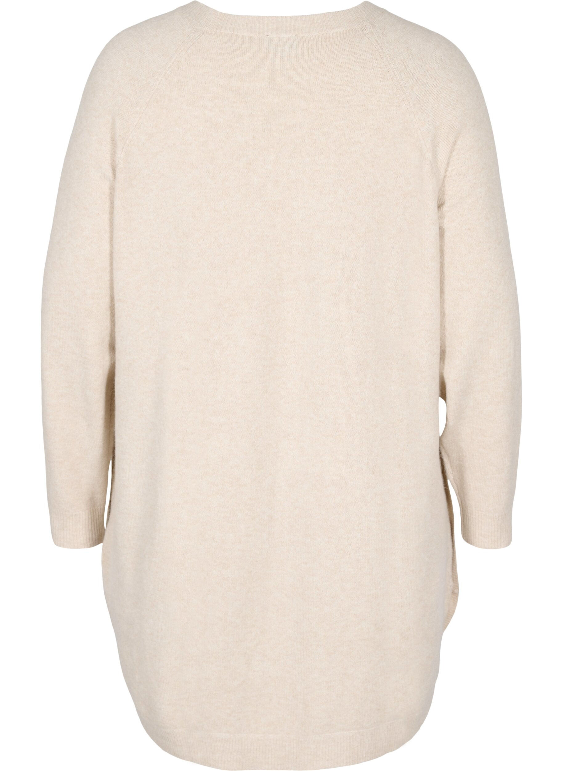 Zizzi Gebreide jurk met knopen, Pumice Stone Mel., Packshot image number 1