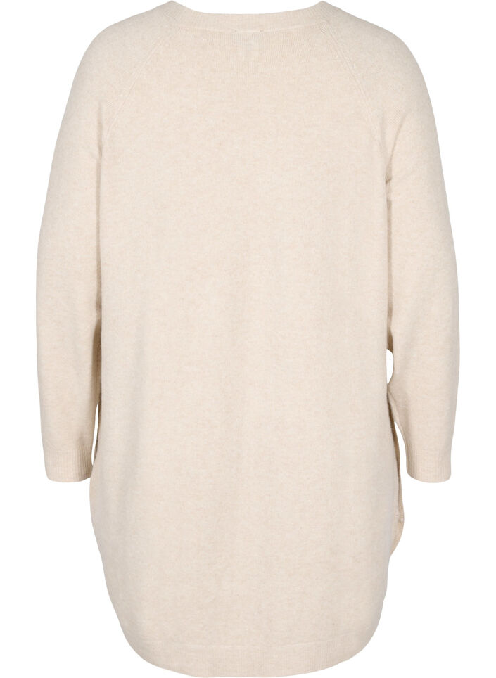 Gebreide jurk met knopen, Pumice Stone Mel., Packshot image number 1