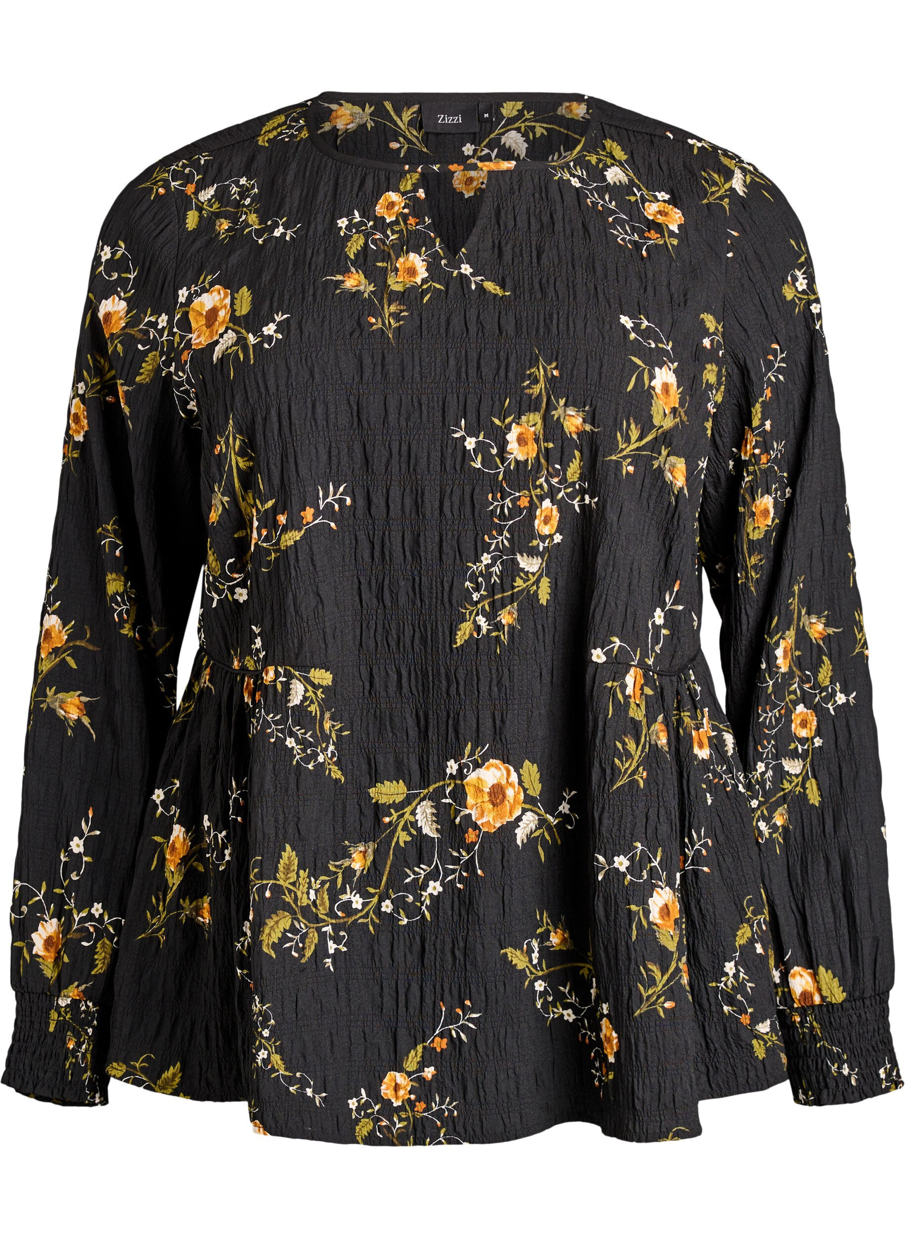 ZizziBlouse met lange mouwen en bloemenprint, Zwart, Packshot image number 0