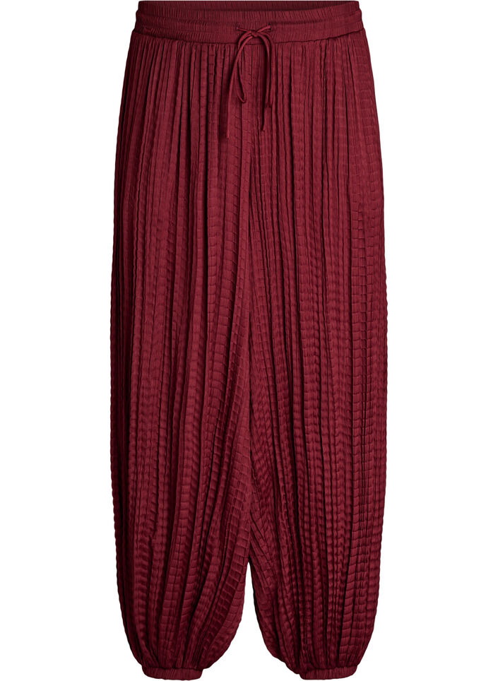 Ballonbroek met structuur en elastische taille, Rood, Packshot image number 0