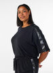 Nacht T-shirt met contrasterende band, Zwart, Model image number 0