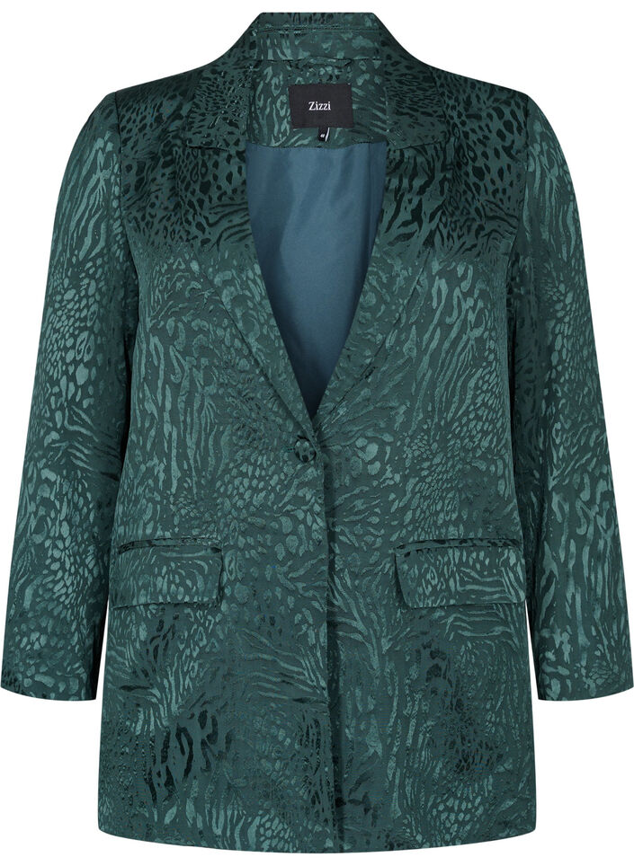Viscose blazer met ton-sur-ton print, Ponderosa Pine, Packshot image number 0