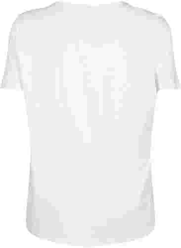 T-shirt met v-hals en kruisdetail, Warm Off-white, Packshot image number 1