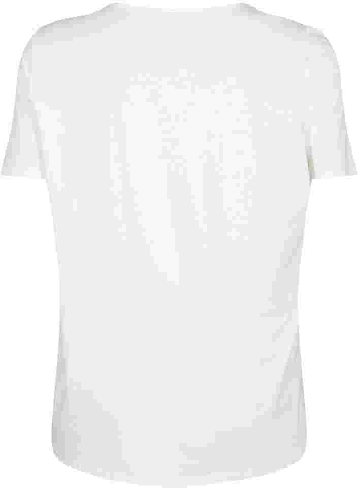 T-shirt met v-hals en kruisdetail, Warm Off-white, Packshot image number 1