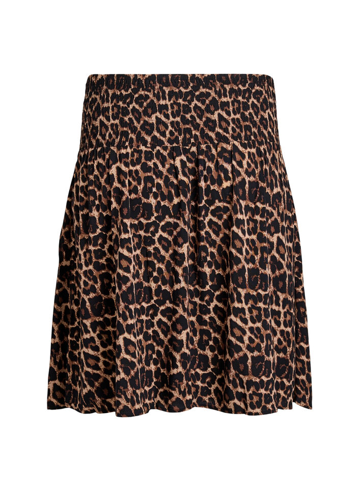 Korte rok met gesmokte taille, Bruin, Packshot image number 1