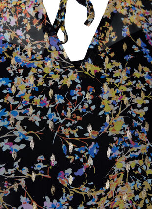 Tuniek met bloemenprint en lurex, Black/Vibrant Flower, Packshot image number 2
