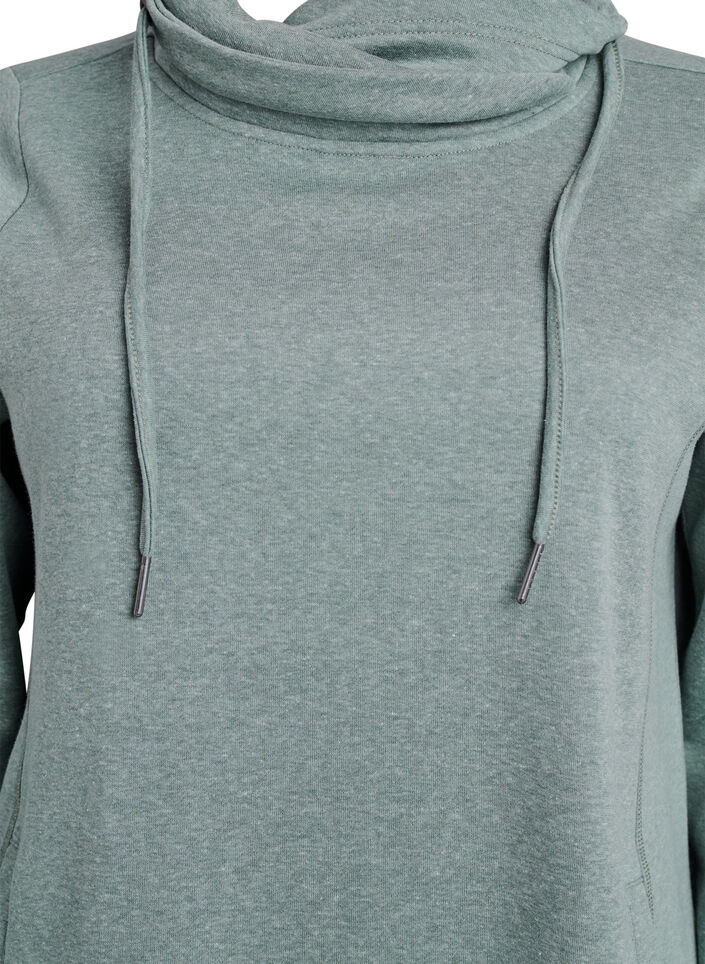 FLASH - Kort sweatshirt jurk met hoge kraag en zakken, Groen, Packshot image number 2