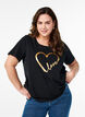 Katoenen T-shirt met motief, Black w. Gold Love, Model image number 0