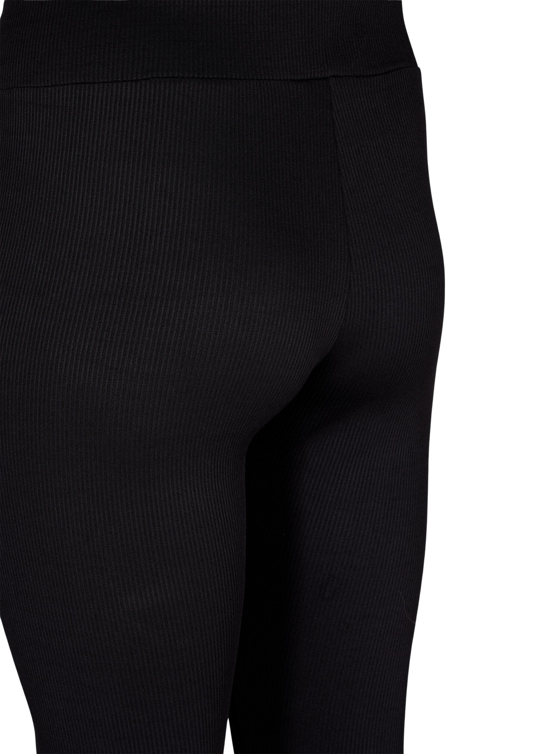 Zizzi Legging met stretch en geribde structuur, Black, Packshot image number 3