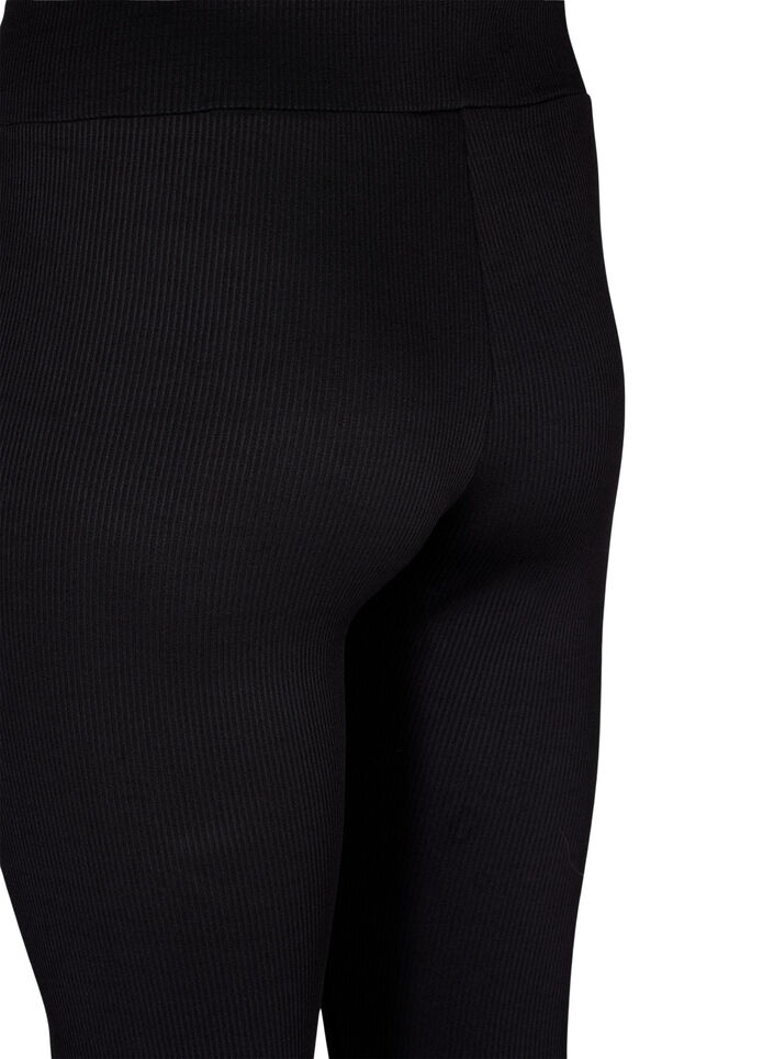 Legging met stretch en geribde structuur, Black, Packshot image number 3