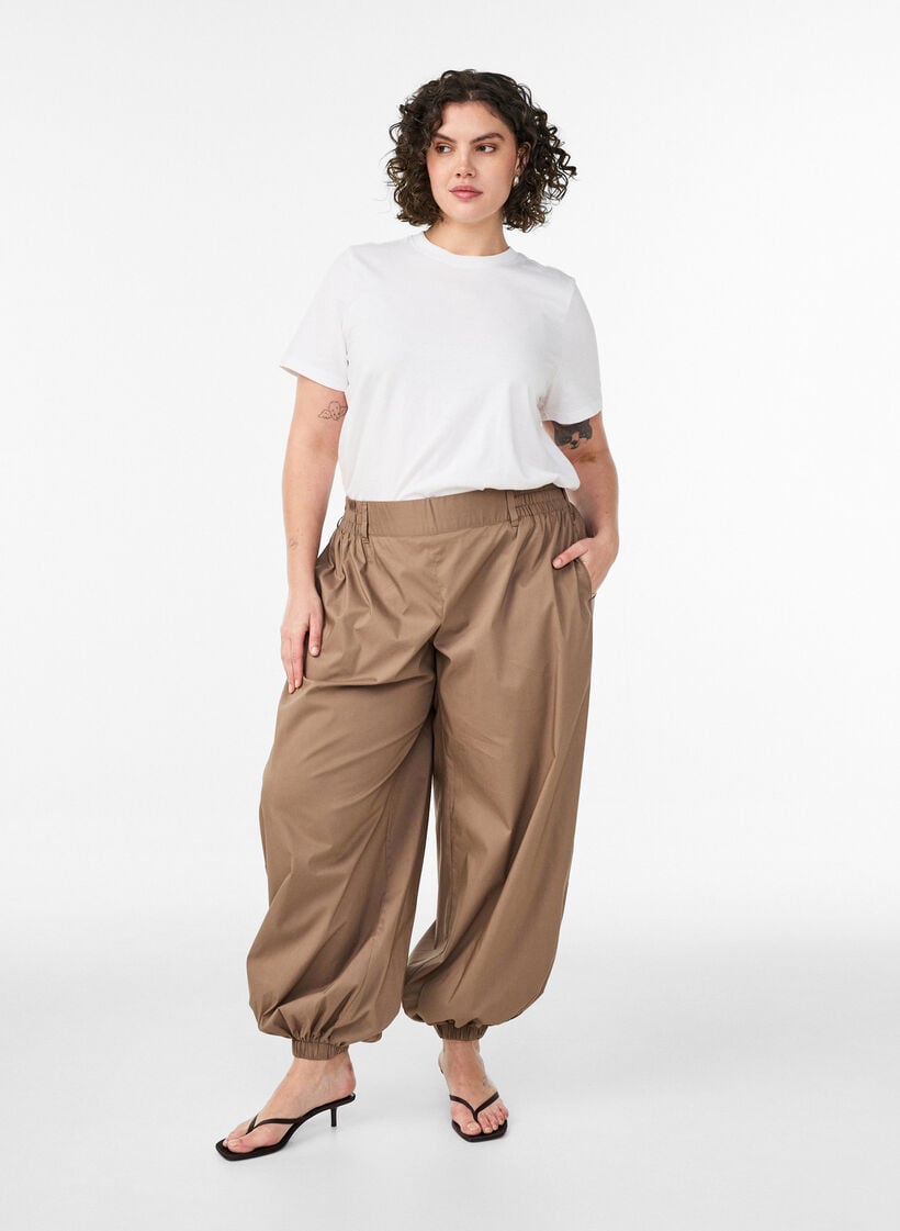 Katoenen T-shirt met print, Wit, Model image number 1