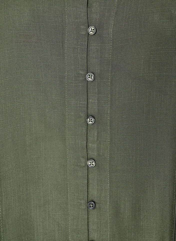 Viscose tuniek met knopen en rucherand, Groen, Packshot image number 2