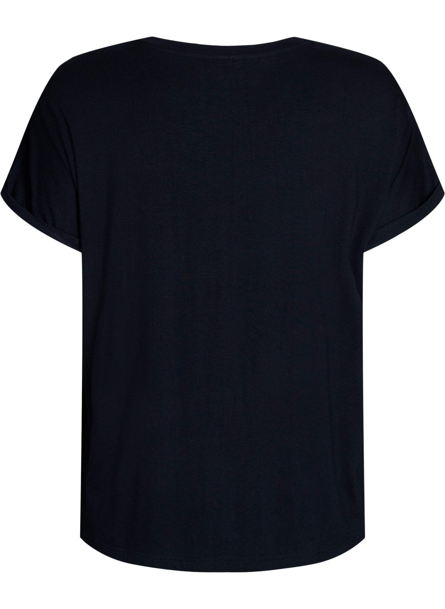 Zizzi Losse viscose nachtshirt, Zwart, Packshot image number 1