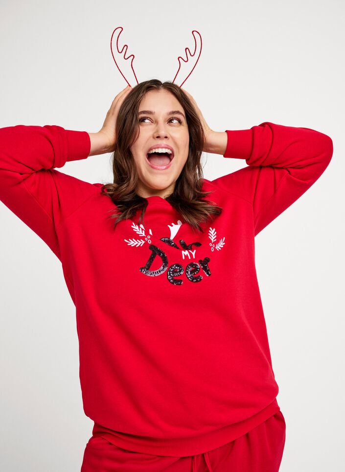 Kerst sweatshirt, Red Oh Deer, Image