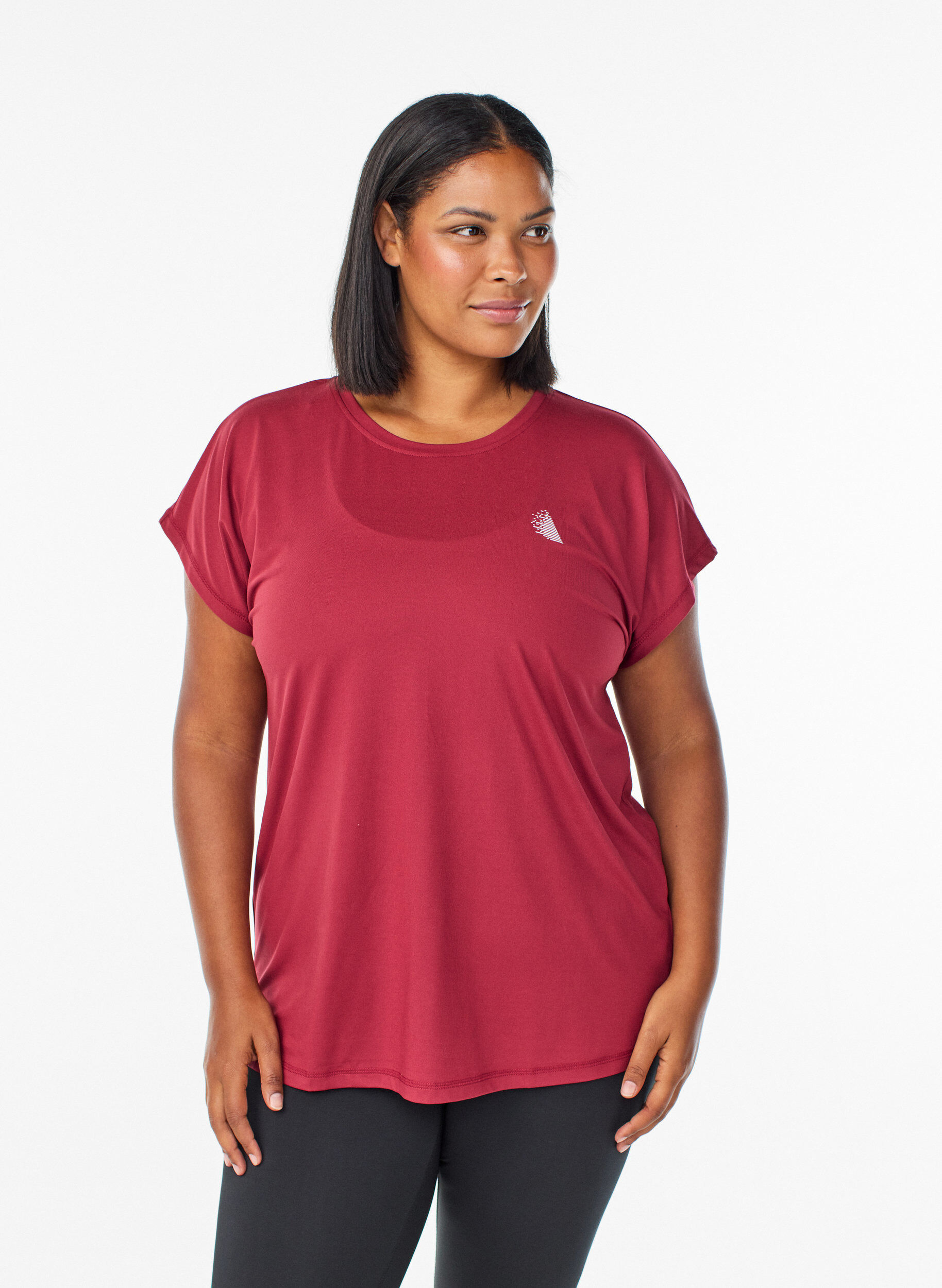 Effen gekleurd trainingsshirt, Rood, Model
