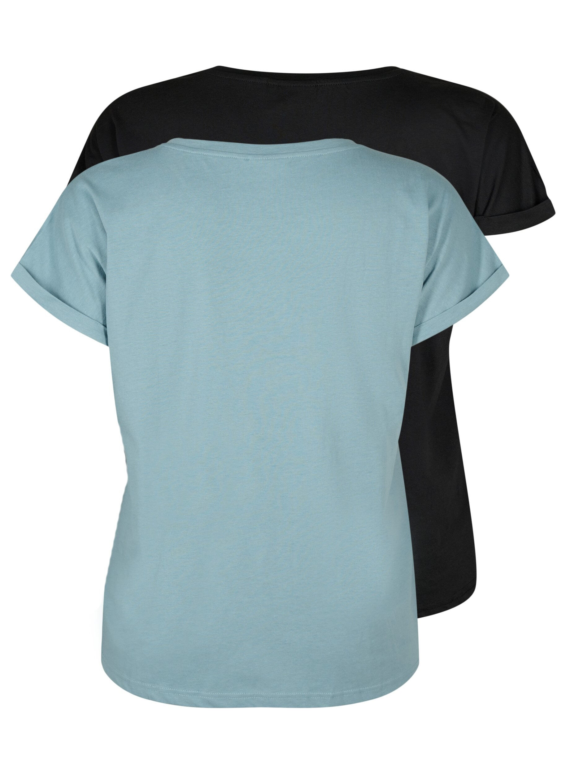 Zizzi 2-pack T-shirts met korte mouwen, Blauw, Packshot image number 1