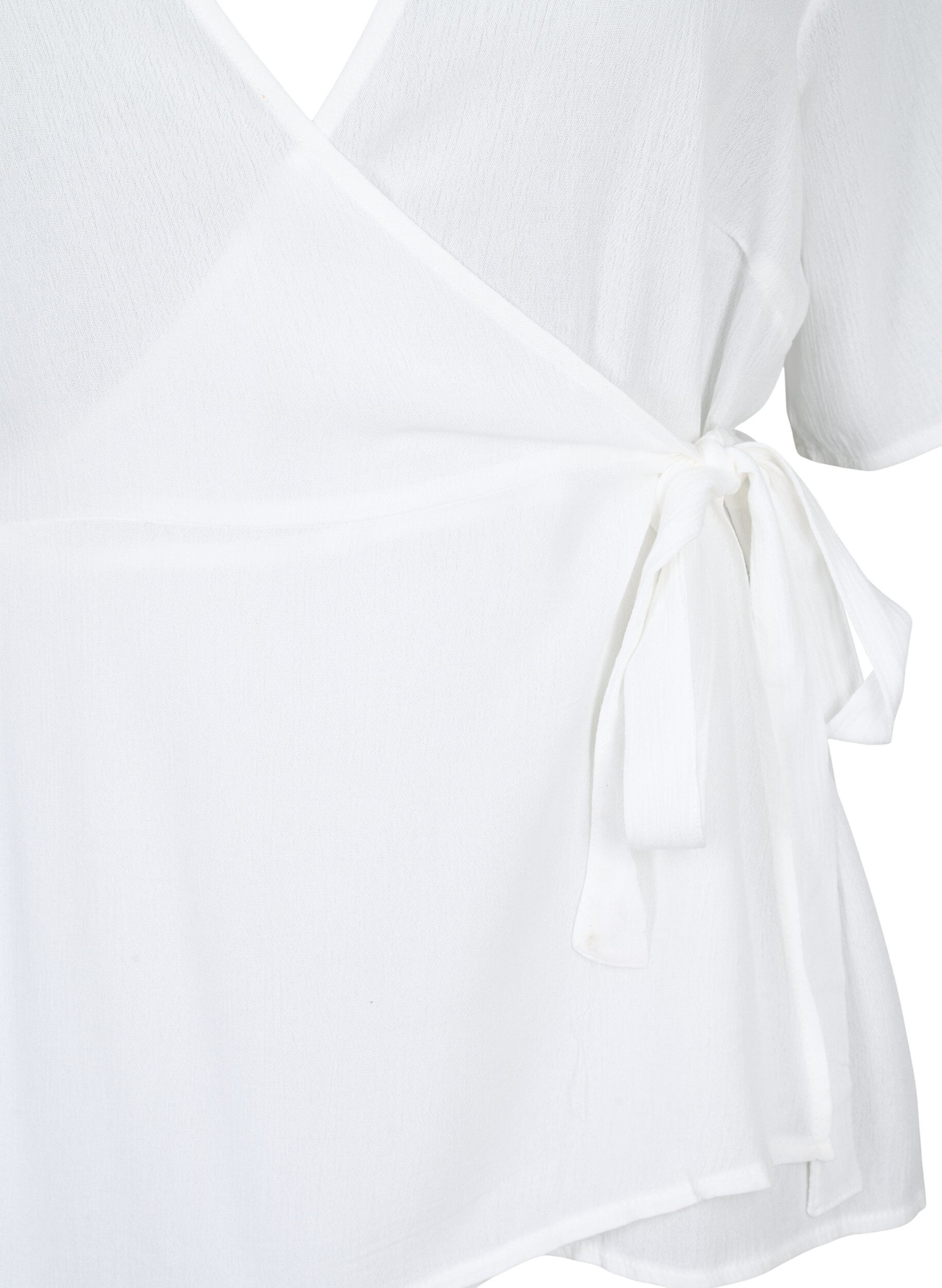 Zizzi Viscose blouse met wikkel, Bright White, Packshot image number 2