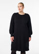 Korte gebreide jurk met raglanmouwen en een middennaad, Zwart, Model image number 0